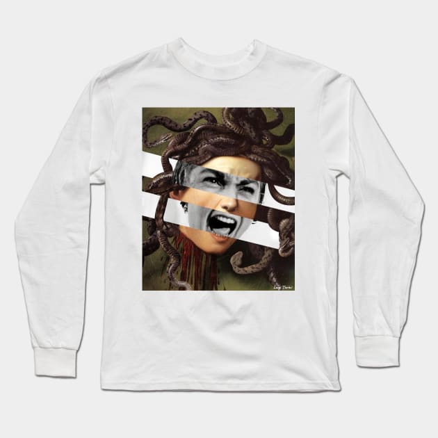 Medusa by Caravaggio and Vivien Leigh in the movie Psycho Long Sleeve T-Shirt by luigi-tarini